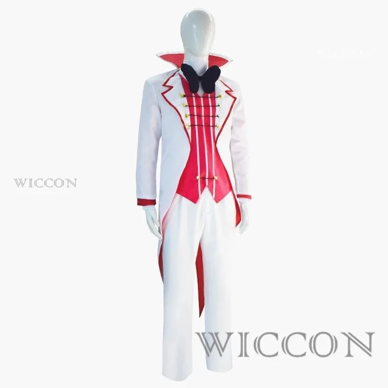 Hazbin Lucifer Cosplay Anime Hotel Morningstar Cosplay Costume Wig Daddy White Suit Devil Hell Halloween Party Adult Men Costume