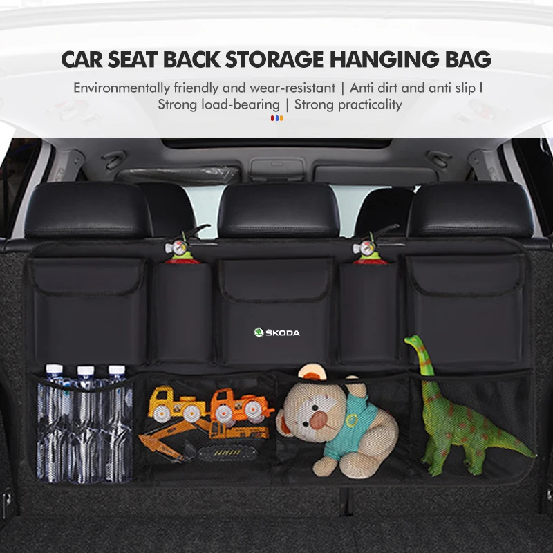 Car Seat Back Hanging Storage Bag Wear-resistant Multi-Pocket For Skoda Roomster Citigo Enyaq VisionS Derivative Yeti Scala