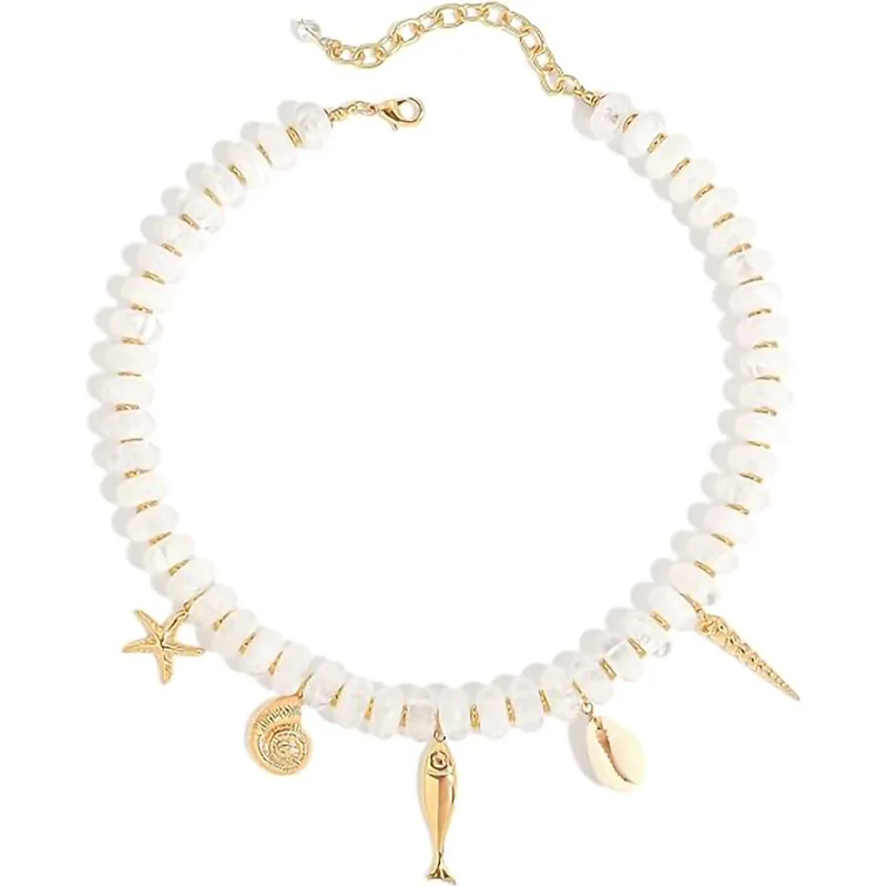Hot-selling resin acrylic necklace resort beach casual versatile pendant new women's neck chain