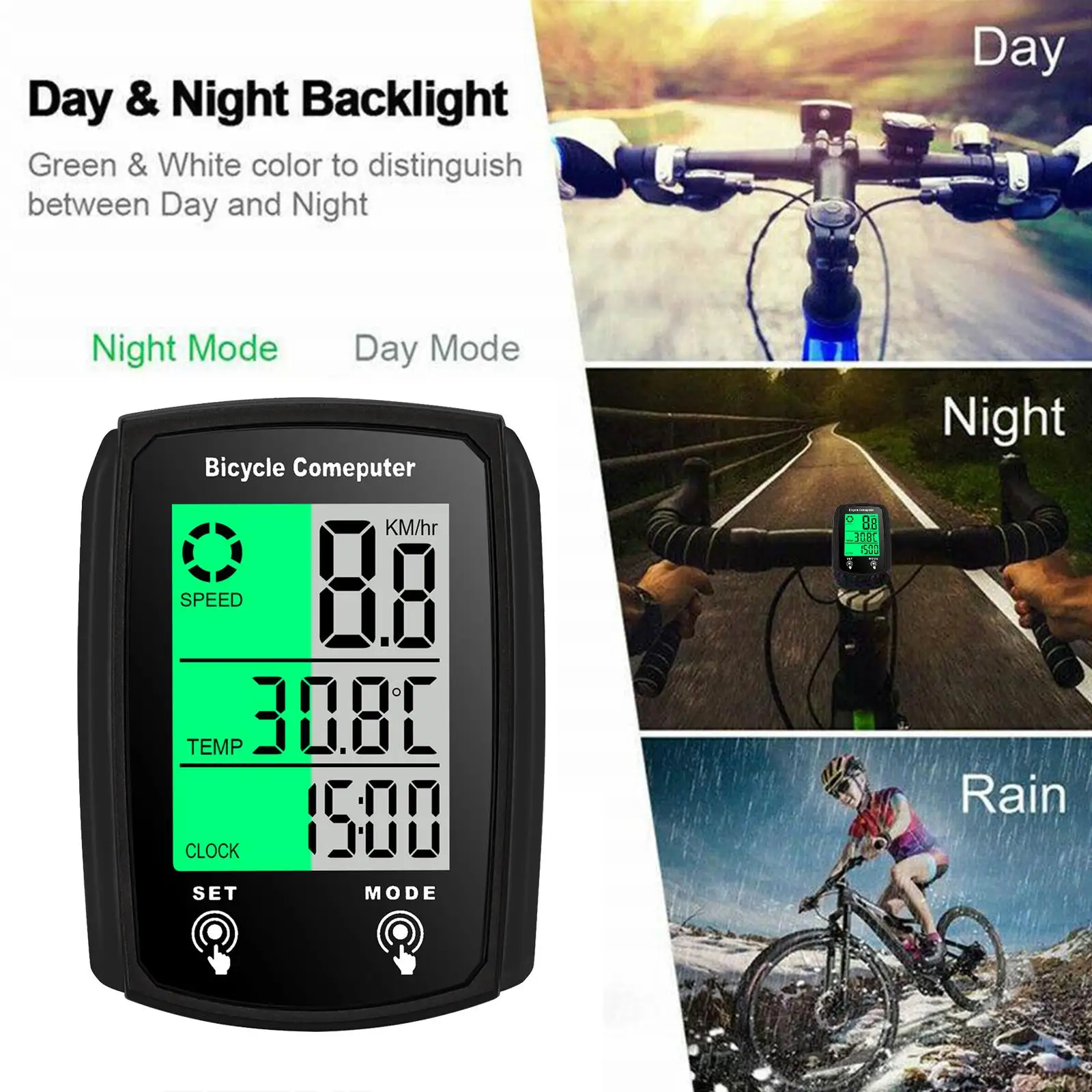 Wired Bike Computer LED Digital Bicycle Speedometer Backlight Computer Cycling With Touchscreen Waterproof Odometer P3H2