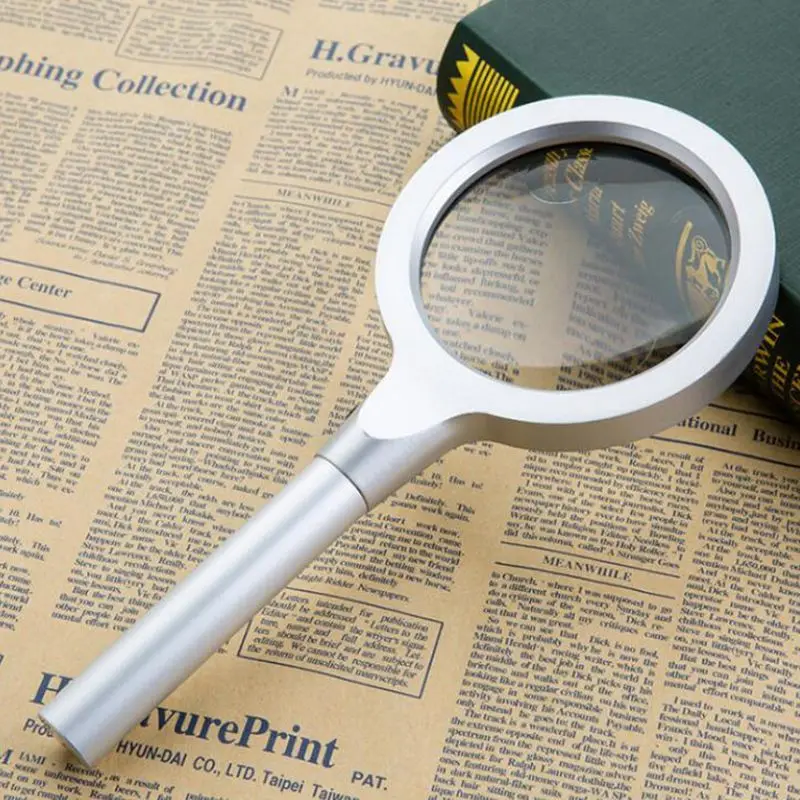 Magnifying Glass with Light, 12 LEDs Illuminated Magnifier with 10X 20X Magnification, Metal Handle Handheld Magnifying Glass