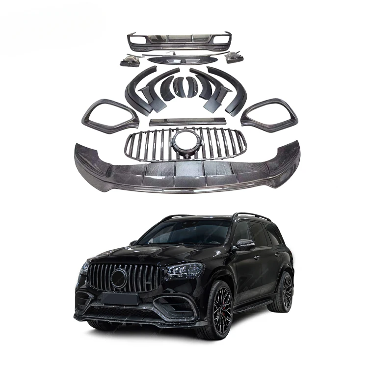 B Style Body Kit for Mercedes Benz GLS63 Modified Carbon Fiber Front Lip Rear Diffusers Grill Roof Spoiler Wheel Brow Auto Kit