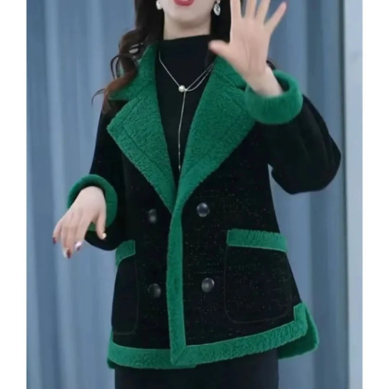 

Корейская женская элитная лоскутная свободная куртка 2025 женская утепленная куртка большого размера 4XL осень-зима Femme модная бархатная верхняя одежда