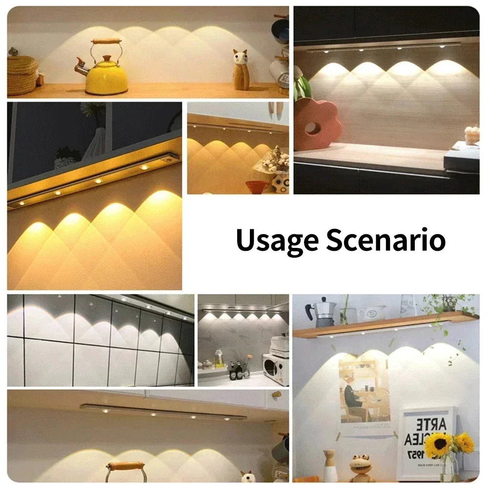 Rechargeable Motion Sensor LED Night Light Bar Human Infrared Sensing Lamp For Kitchen Cabinet Wardrobe Closet Stairs Bedroom