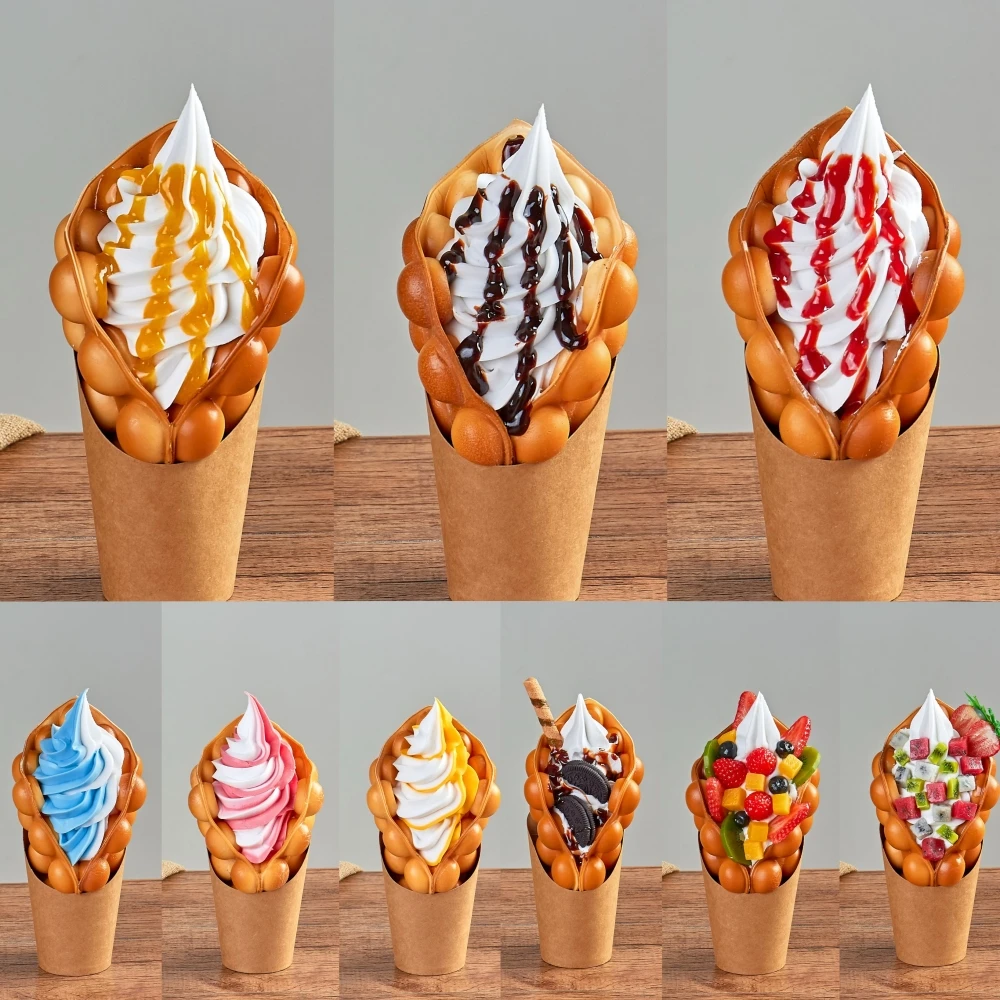 Simulation Egg Waffle Model Display Prop Fake Food Ice Cream Eggettes Puff Egg Bubble Waffle Model Window Display Decor