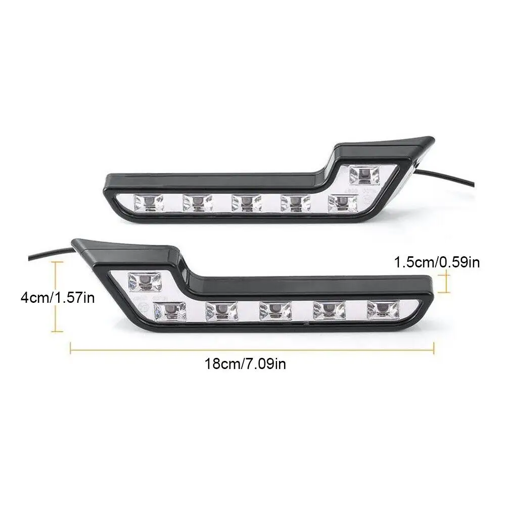 1Pair Daytime Running Lights L Shaped Driving Lamp Daytime Running Fog Light Waterproof Automobiles LED Lamp Replacement