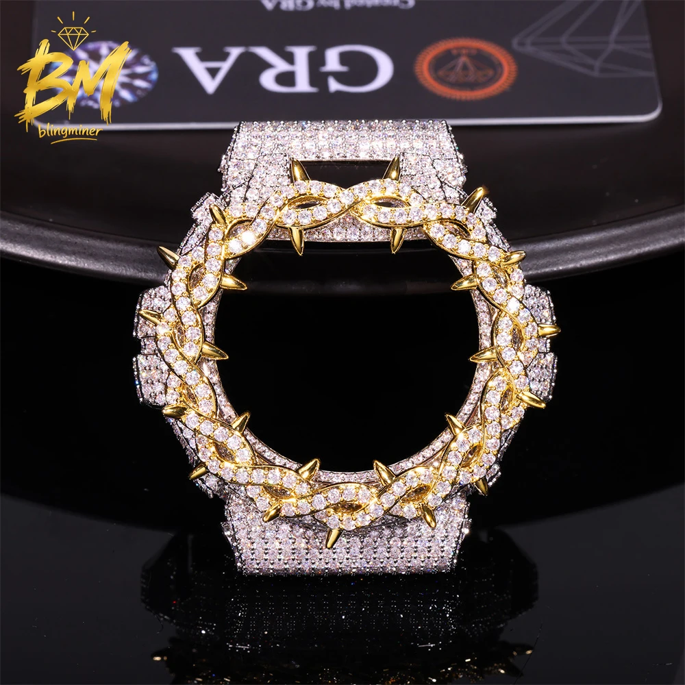 Blingminer Thorns Moissanite Watch Case For CAS** DW6900 Can Pass Diamonds Tester Brass With GRA Wrist Diamonds Case Free Ship