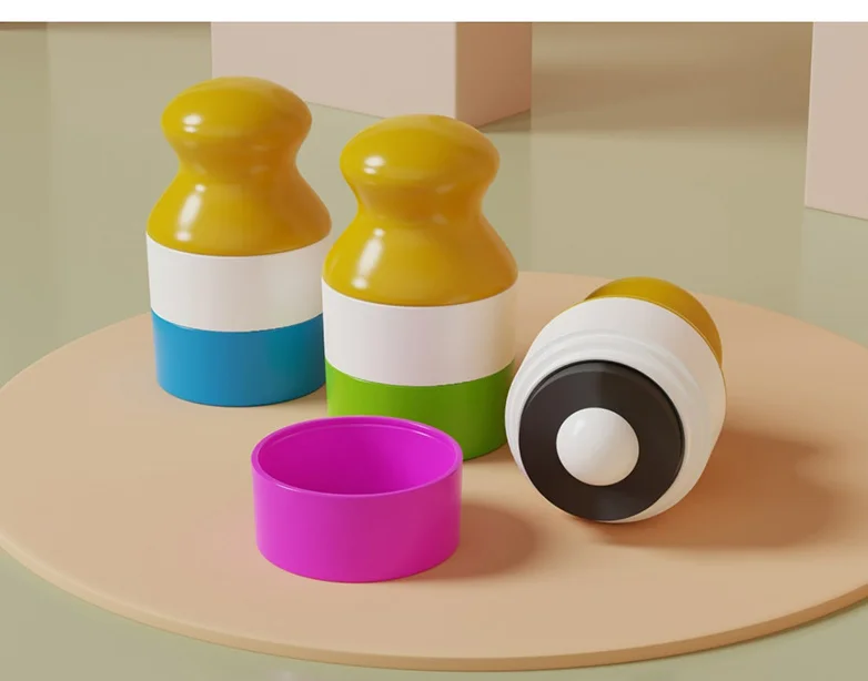 Dispensador de Protetor Solar Recarregável e Aplicador Roll-on com Design de Compartimento Duplo à Prova de Vazamentos para Viagens e Uso Diário