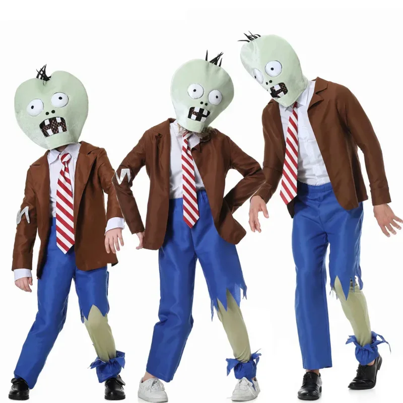 Adult Plants vs Zombies Costume Zombie Kids Costume for Scary Family Halloween Costume Ideas