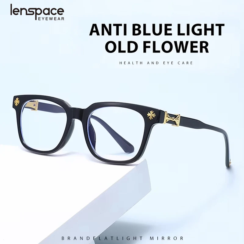 LENSPACE Classic 3Pcs Square Anti Blue Light Glasses For Men And Women Black & Transparent Frame Unisex Computer Glasses Lenses