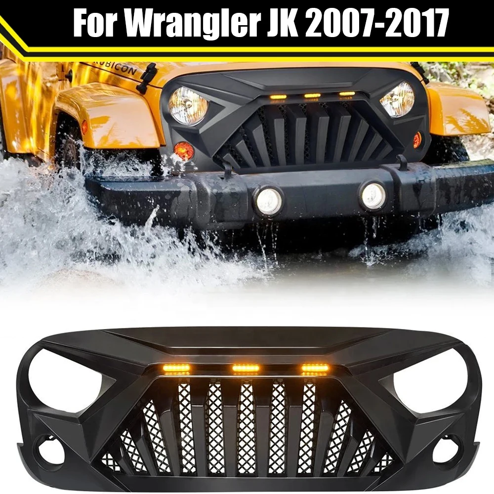 

Modified Front Racing Grille Grills Fit For Jeep Wrangler Jk 2007-2017 Mesh Mask Cover Auto Grill Grills Exterior Car Accesories