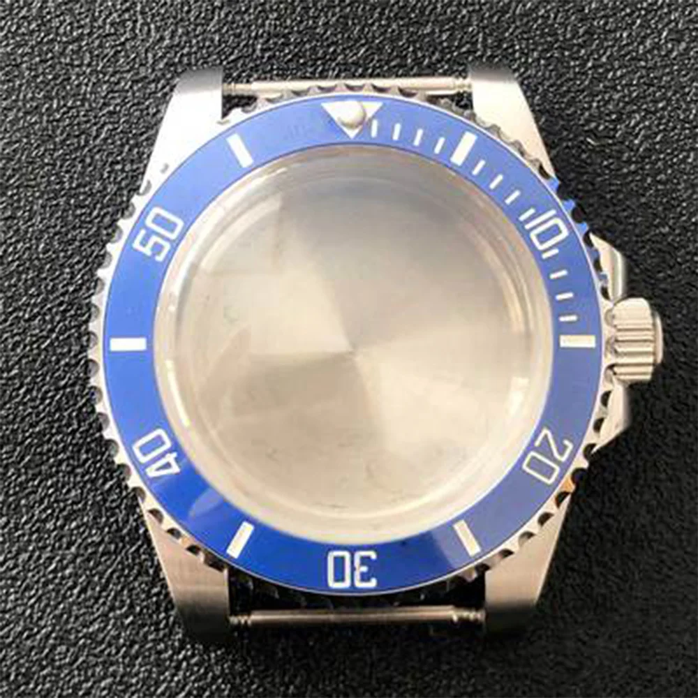 Stainless Steel Watch Case SUB Convex Mirror Sapphire Glass Case NH35 40mm for NH35/NH36 Movement Watch Shell Fits 28.5mm Dial