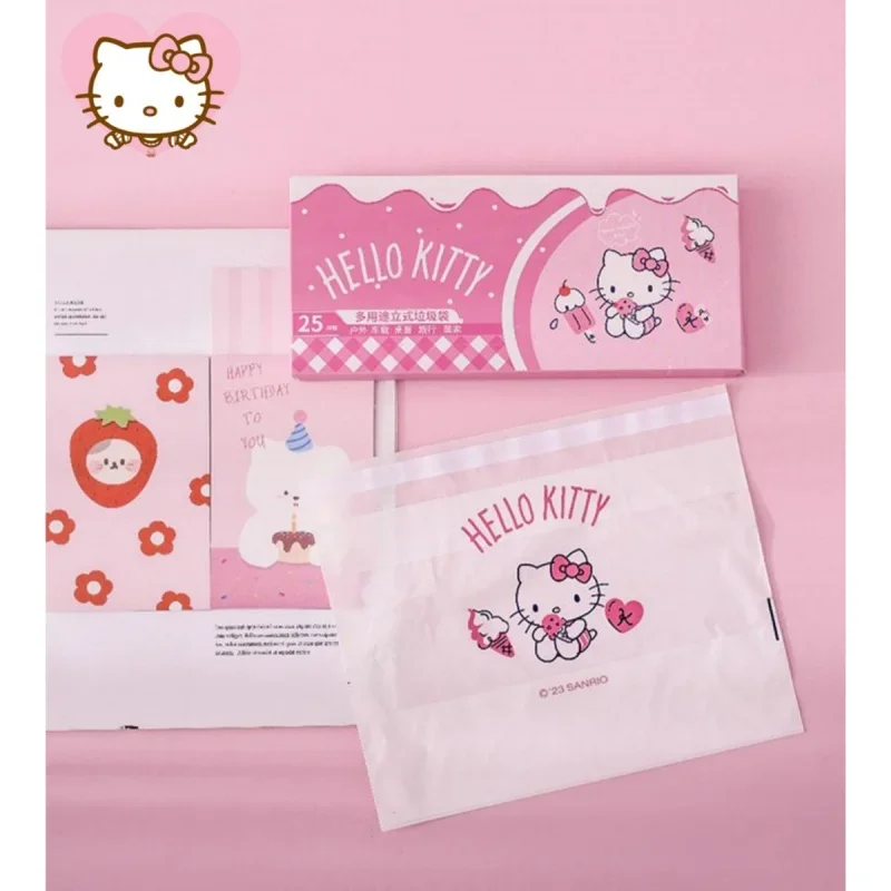 Sanrio hello kitty kantong sampah dispenser Kuromi kantong sampah vertikal desktop meja siswa mobil kartun lucu anime tas penyimpanan