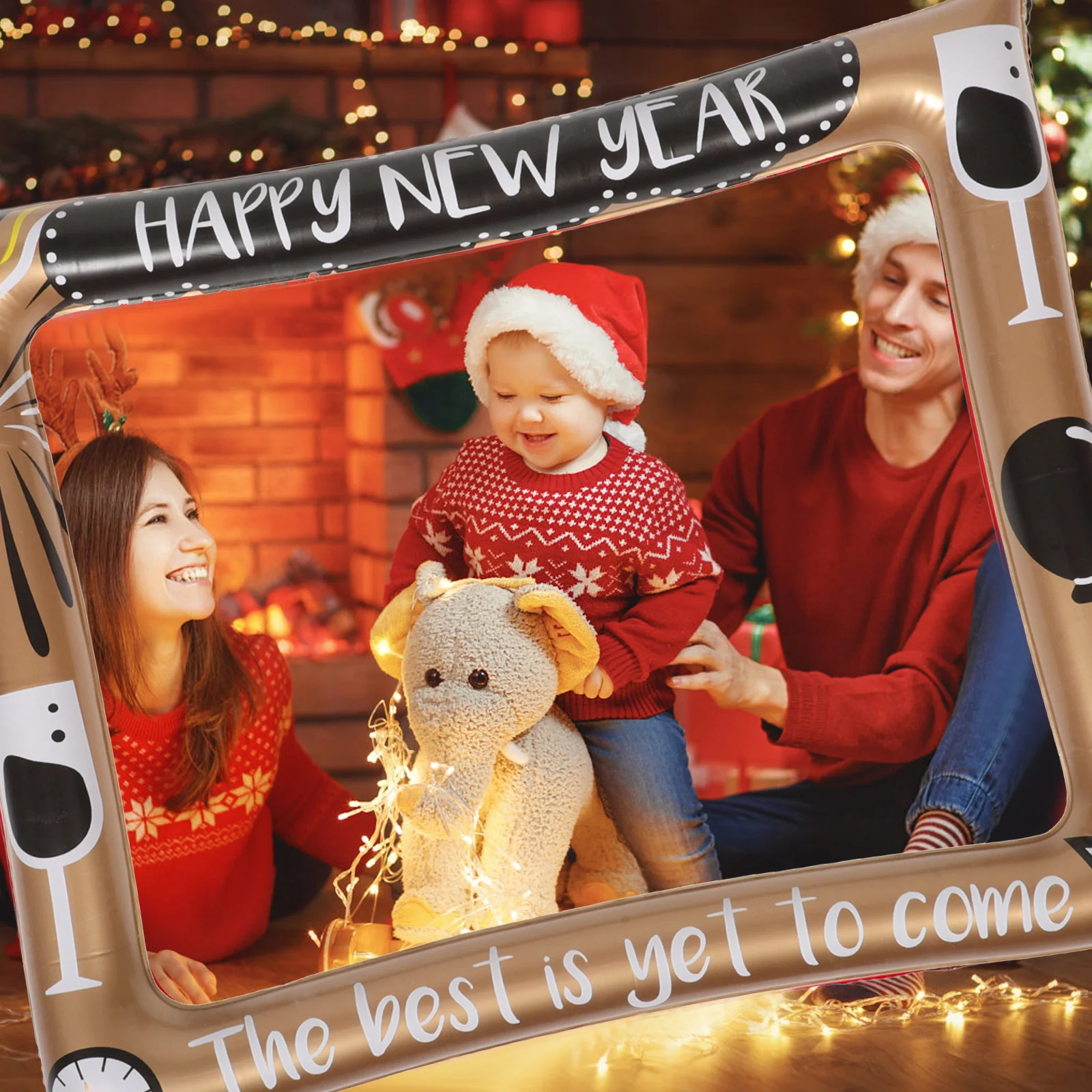 

1pcs Inflatable Photo Frame Happy New Year Party Decorations Winter Photo Props For Parties Selfie Frame Fun Holiday Photobooth