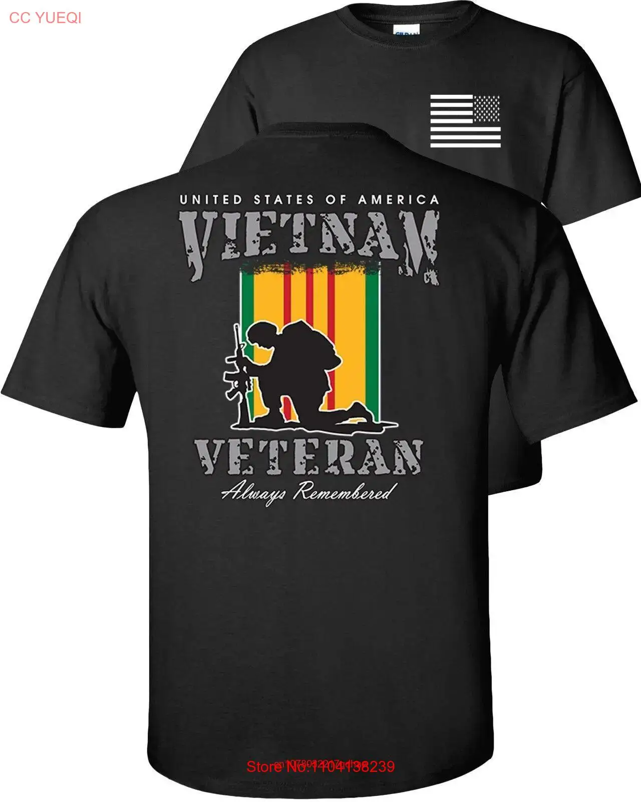 Vietnam Veteran T Shirt USA Service Medal Ribbons Flag Always Remember long or short sleeves