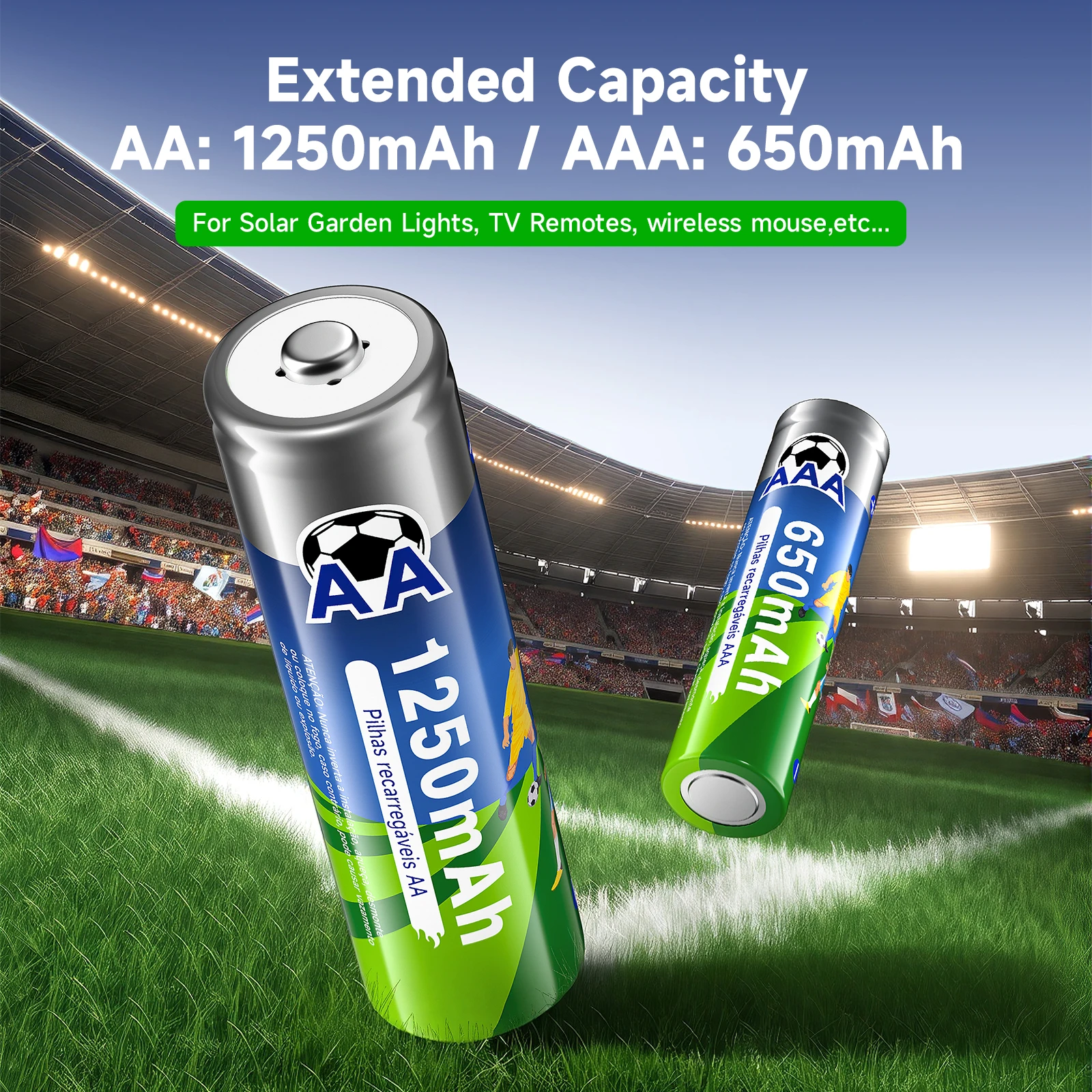 1.2V AA 1250mAh NI-MH Rechargeable Batteries+1.2 V AAA 650mAh Rechageable Battery for Electric Remote Control Car Toys RC Usage