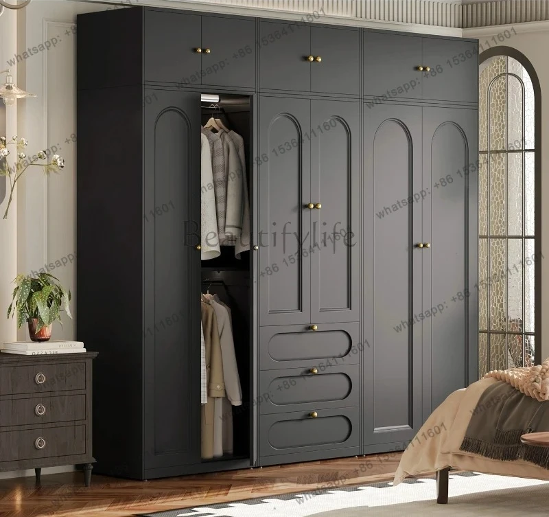 Factory Direct Clothes Closet Black Wardrobe Bedroom Drawers Storage Organizer Double Wardrobe Dressing Rooms Portable Home Furn