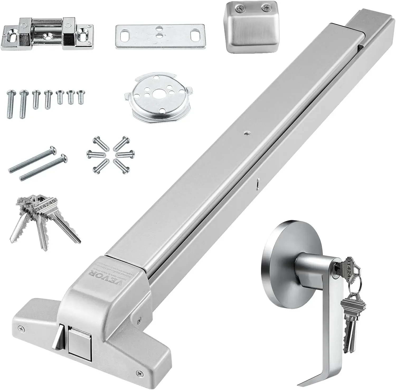 

Door Push Bar Panic Exit Device, 31” Stainless Steel Commercial Emergency Exit Door Push Bar with Exterior Lever and 3 Keys