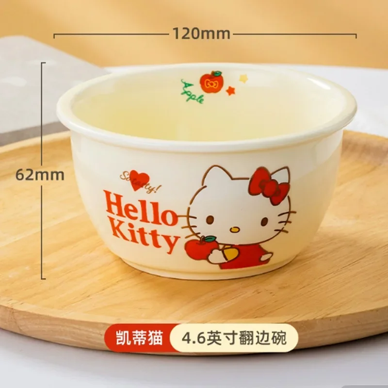 Sanrio Hello Kitty Cinnamoroll Anime Kawaii Ceramic Bowl Scoop Cute Cartoon Kuromi Rice Bowl Tableware Ins Fashion Gifts for Kid