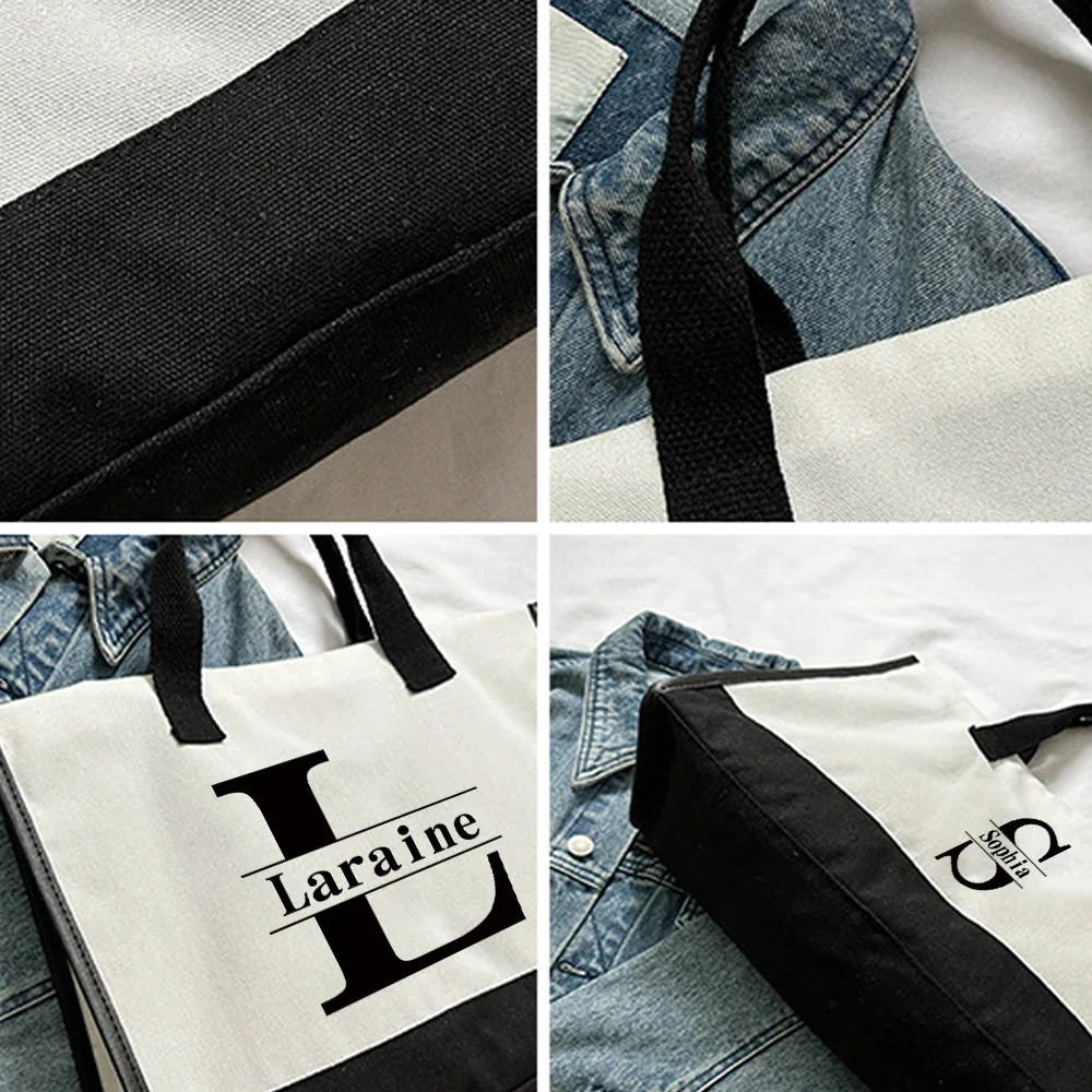 Sac à main en toile avec lettres imprimées, sac de plage, cadeau d'anniversaire et de mariage, sac de Shopping de grande capacité à la mode