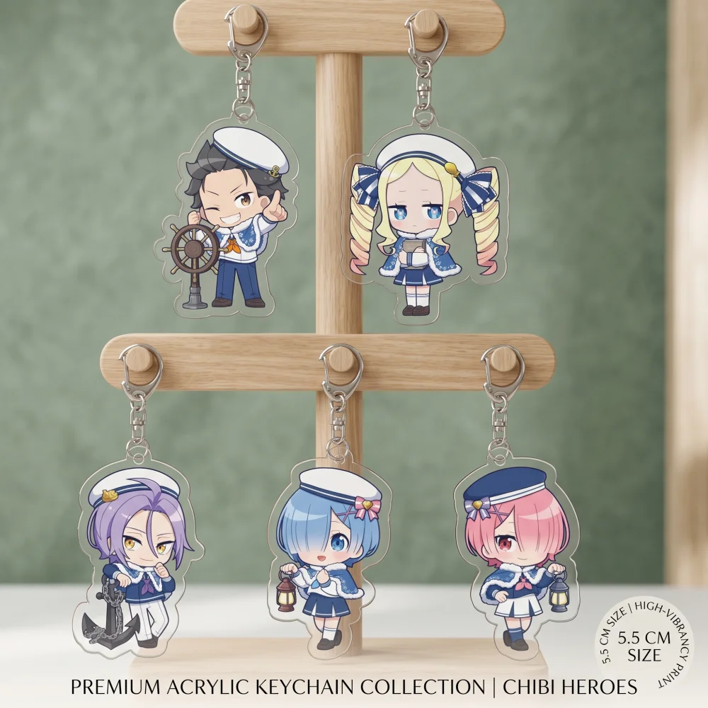 Anime Re:ZERO Starting Life in Another World Acrylic Keychain Chibi Sailor Rem Ram Keyring Bag Pendant Cosplay Collection Gift