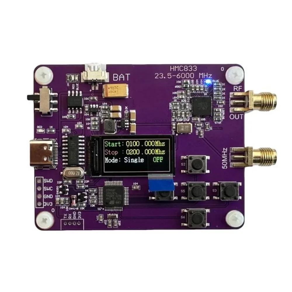 HMC833 25M-6GHZ RF Signal Source Phase-locked Loop PLL Sweep Frequency Source Display FOR Ham Radio Amplifier