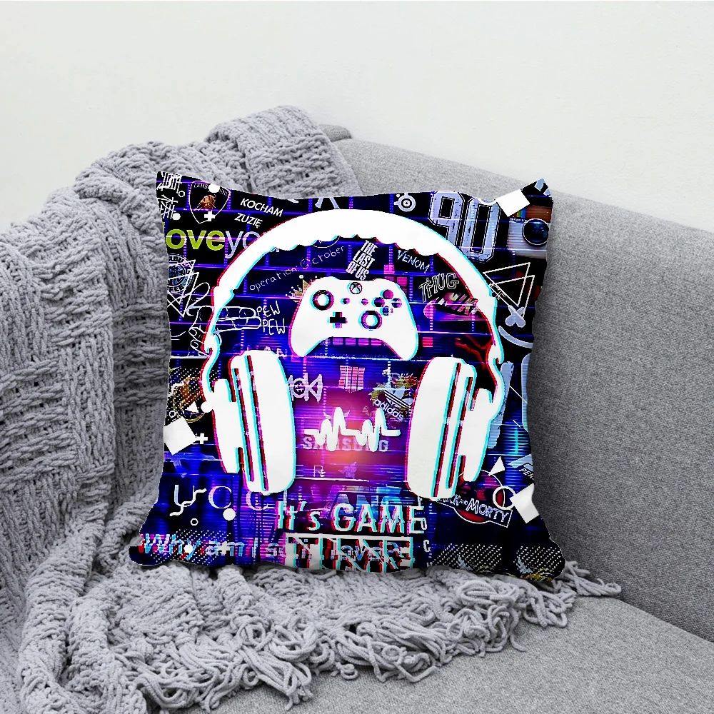 Funda de almohada con logotipo de PS5, fundas de cojín suaves para decoración de sofá de granja, decoraciones para el hogar y funda protectora para almohada