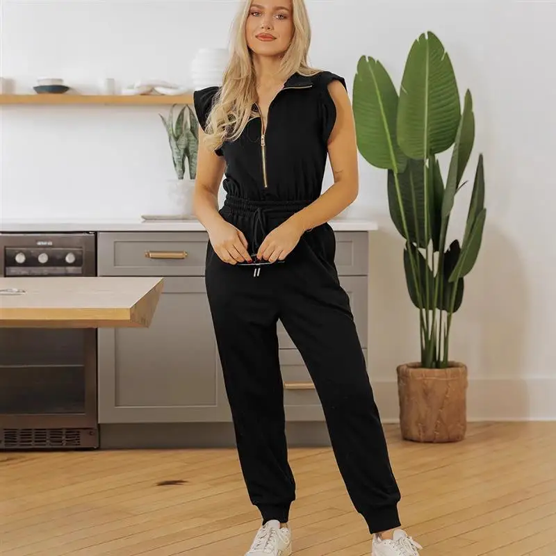 

Casual Long One-Piece Suit for Women Svel High Waist Wide Leg Pants Faionable Spring Summer Autumn Polyester Fabric