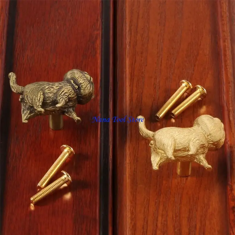 31GJ Metal Cabinet Door Handle with Lucky Cats Design Ergonomic Comfort for Easy Installation Home Decors Upgrades