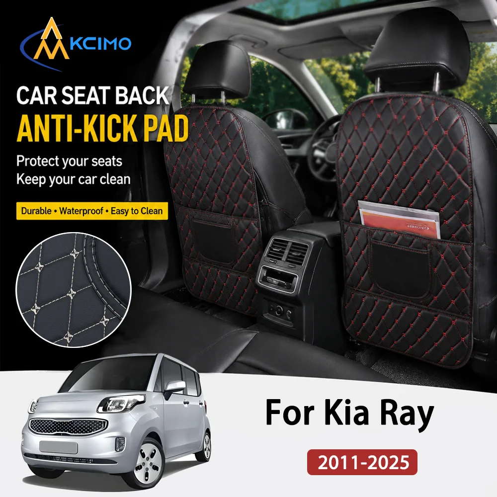 KCIMO New Seat Anti Kick Pad for Kia Ray 2011-2025 PU Leather Car Anti-Kick Mats Auto Seat Back Protector Cover Durable Pads
