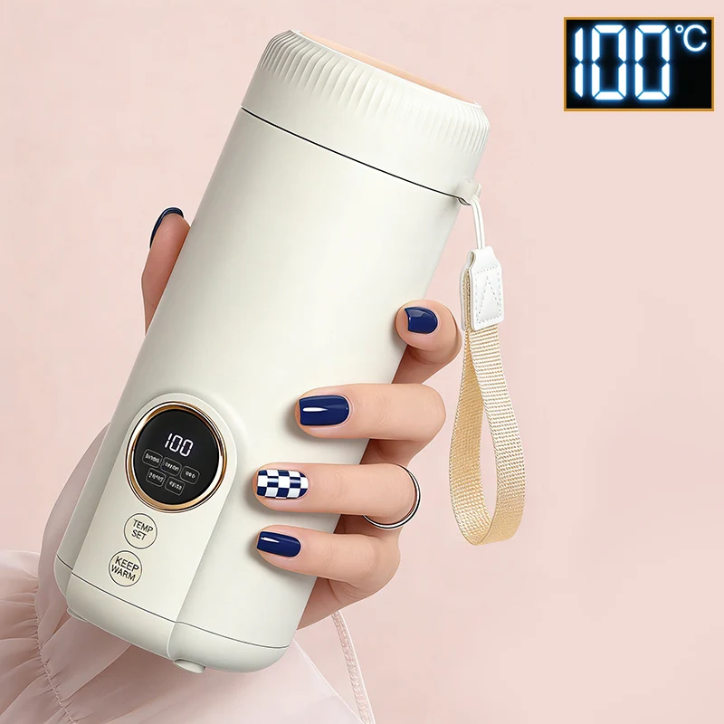 Boiling Water Electric Kettle 550ML 220V Digital Display 100℃ Hot Water Heating Cup Leakproof Tea Coffee Keep Warmer Bottles