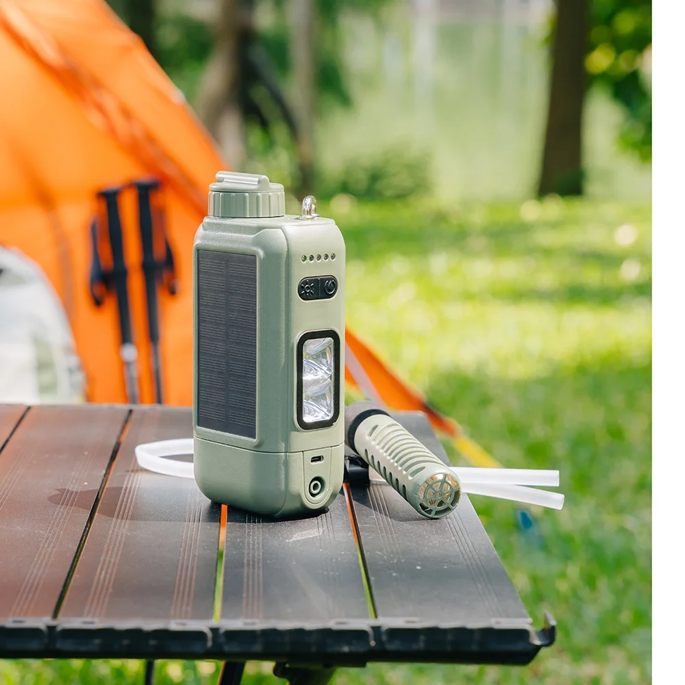 Survival Water Filter Outdoor Electric Water Purifier Solar Powered Remove Bacteria Viruses Portable Camping Hiking Emergency