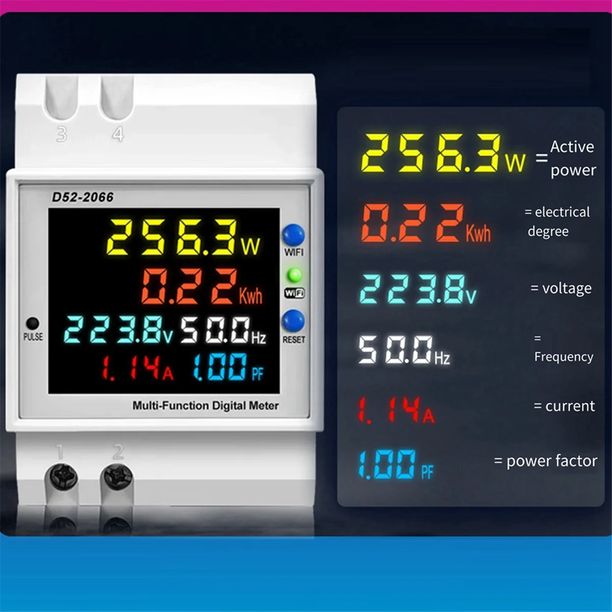 Gereedschap Tuya WiFi Intelligent digitaal display Elektriciteitsmeter DIN-rail spanning stroommeter Vermogensfactor Frequentiemeter B