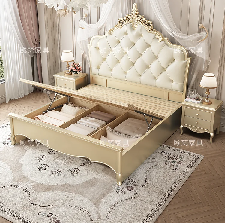 

Castle Girls Massage Bed Bedroom Modern Sofa Loft Frame Luxury Design Sleeping Bed Princess Leather Muebles Trendy Furniture