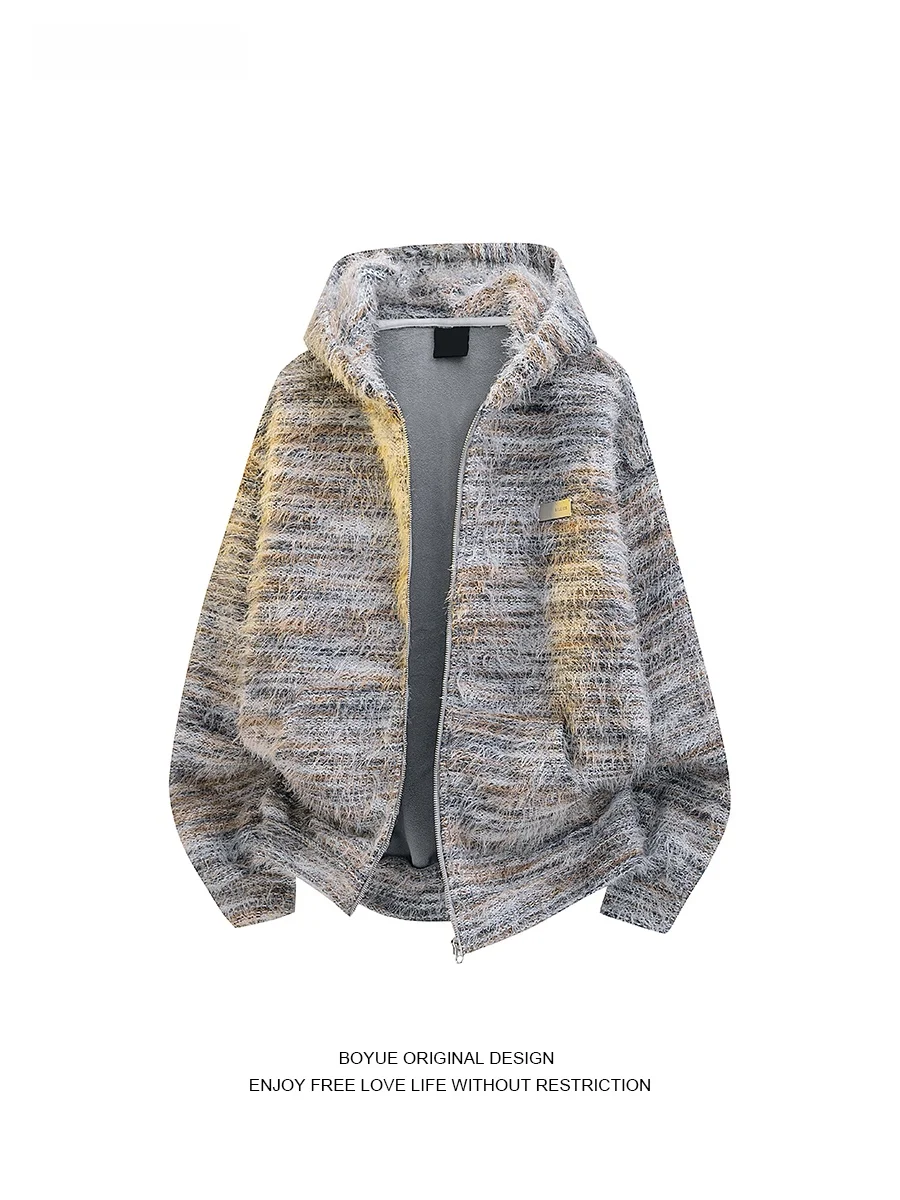 

Толстовка в полоску Boyue в стиле ретро, повседневная трикотажная одежда Long Sve, теплая верхняя одежда для мужчин и женщин, повседневная одежда