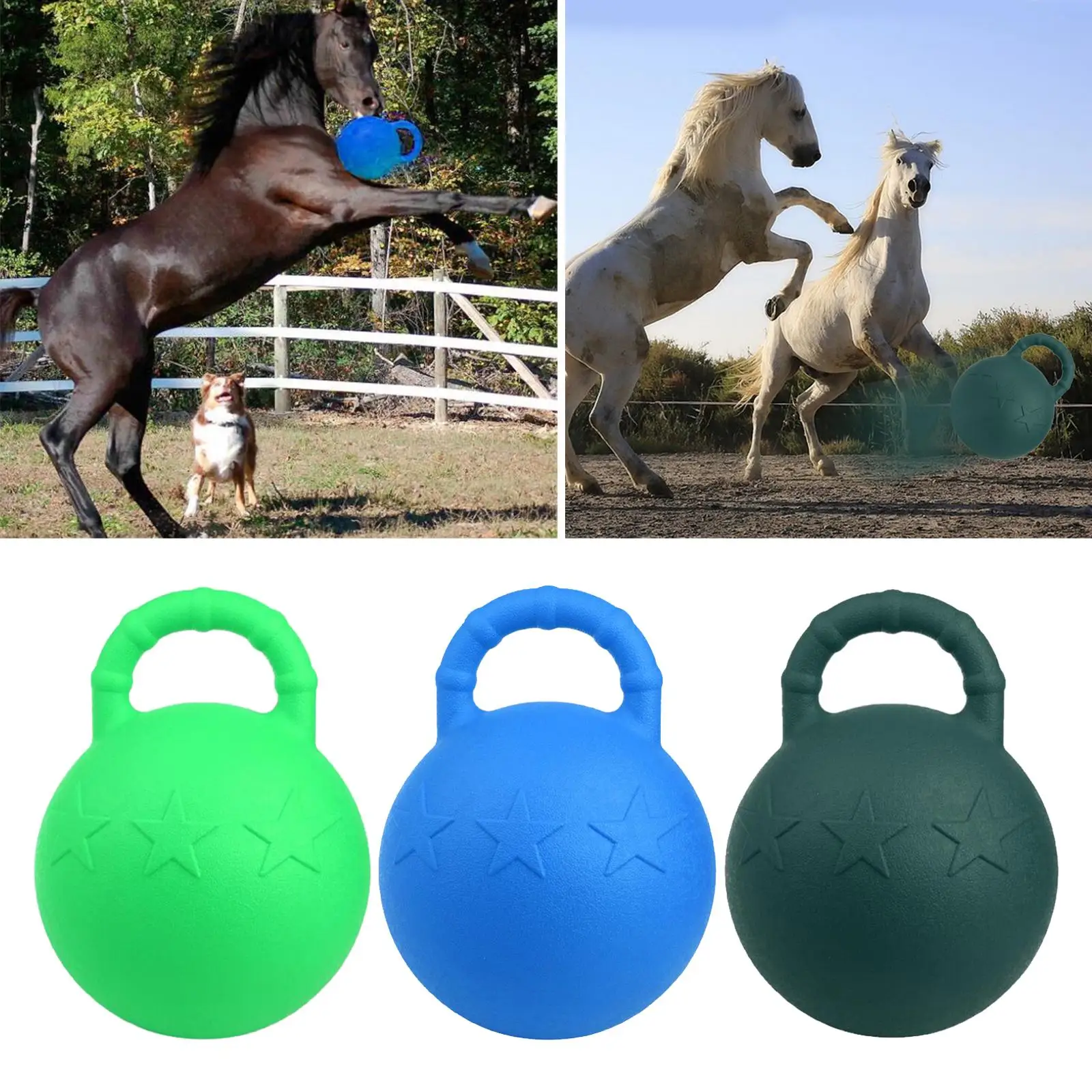 Equine Chew Ball Anti-burst Horse Bouncy Soccer Ball Herding with Handle