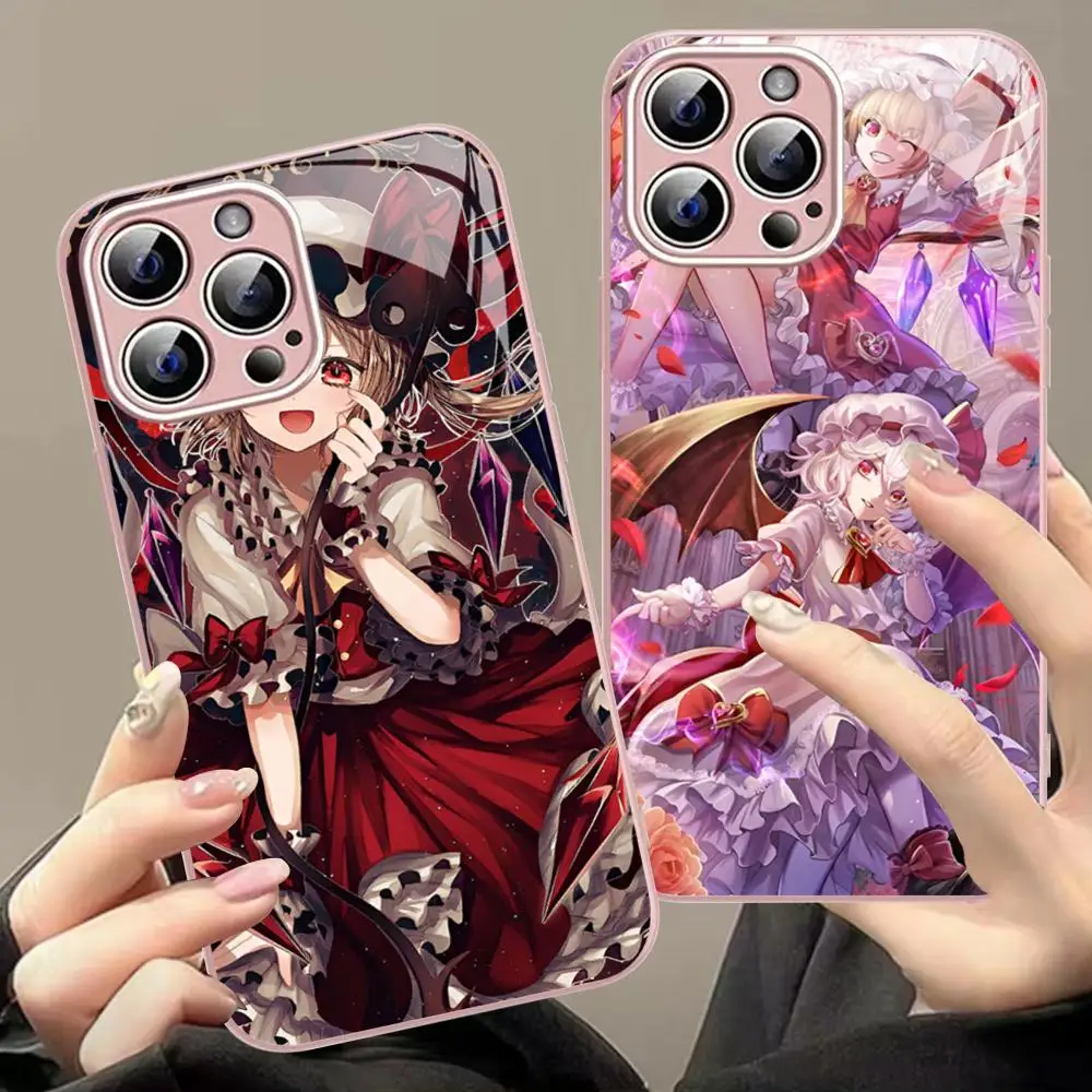 Anime Touhou Scarlet Eyes Phone Case For iPhone 14 13 12 Mini 11 Pro XS Max X XR 14 Plus Tempered Glass Cover