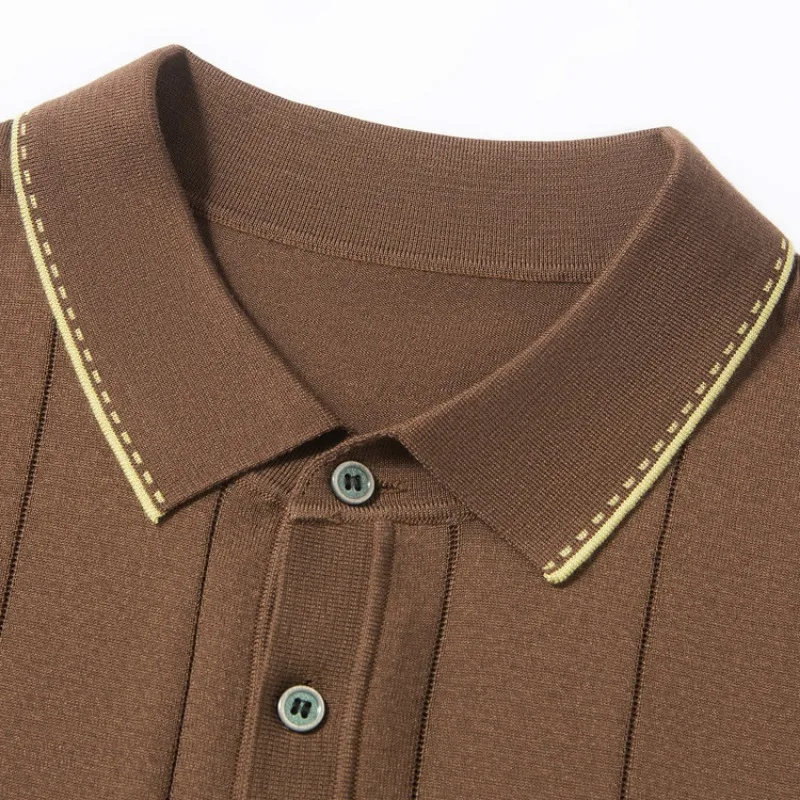 Men's Polo Shirts T shirt Luxury Old Money Style Short Sleeve Summer Casual Silk Blend Knitted Top