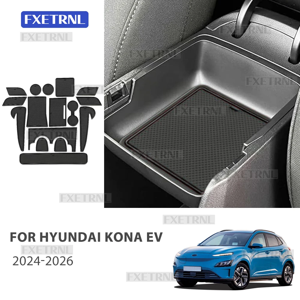 For Hyundai Kona SX2 EV Electric 2024 2025 2026 Car Door Groove Mat Anti-Slip Door Gate Slot Pats Auto Kona SX2 EV Accessories