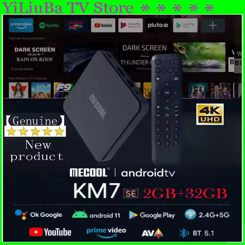[Genuine]MECOOL KM7 SE Amlogic S905Y4 Newest Android 11 Smart TV Box 4K ATV Google Certified 2GB 32GB BT5.1 Global Media Player