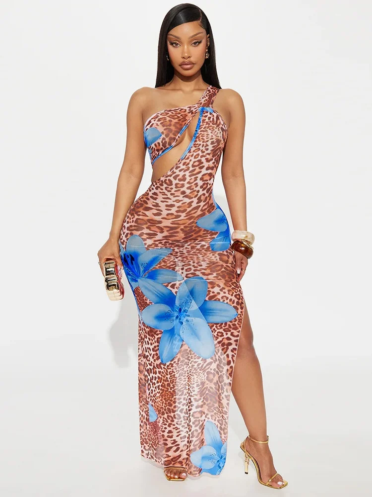 Sukienka damska Sister Star, sukienki, moda, seksowna, panterka, asymetryczny dekolt, wycięcia, prześwitująca siateczka, nadruk, sukienki na imprezę do klubu nocnego