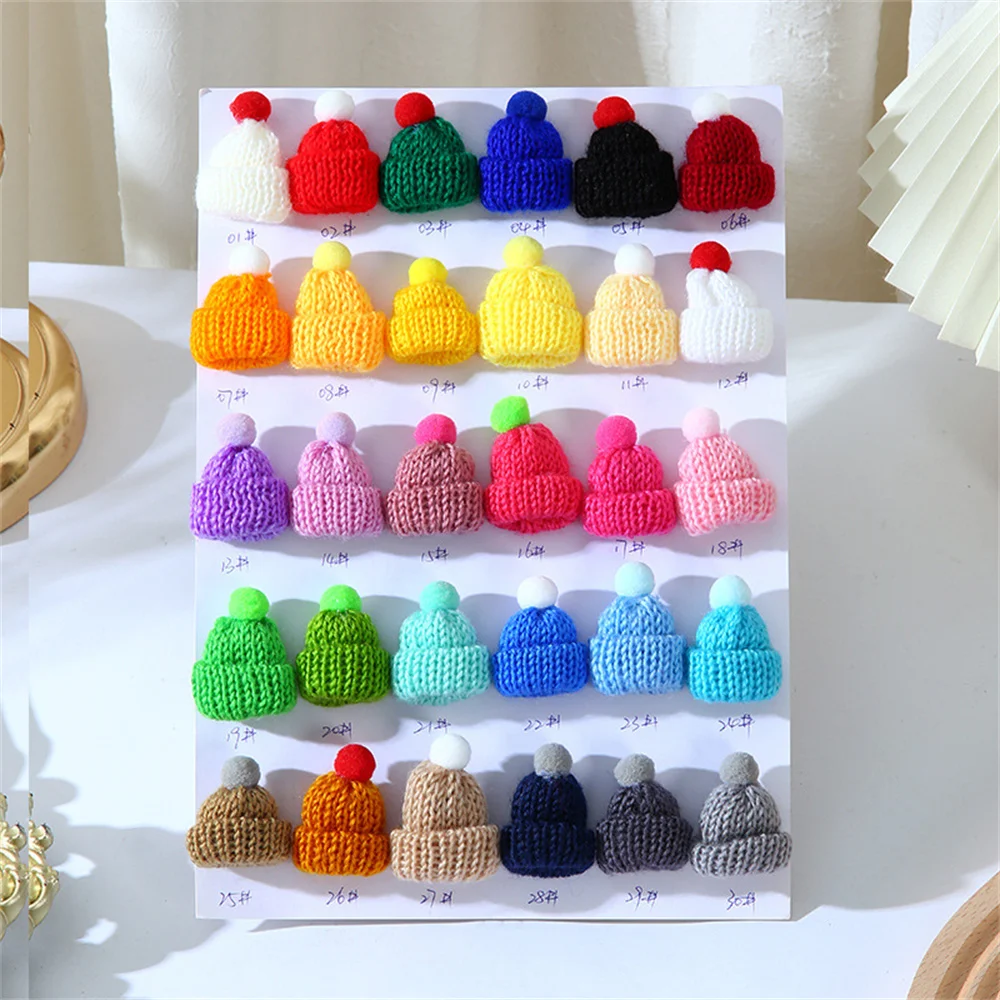 Cute Knitting Mini Pompom Hats DIY Craft Supplie Headwear Garment Doll Toys Decortion Children Scrapbooking Arts Small Cap