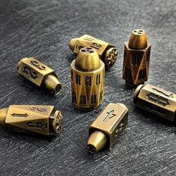 7pcs DND Dice Golden B-ullet Metal Dice Shaped TRPG D&D Board Games Dungeons Dragons TRPG Polyhedral Digital Dice Table Game
