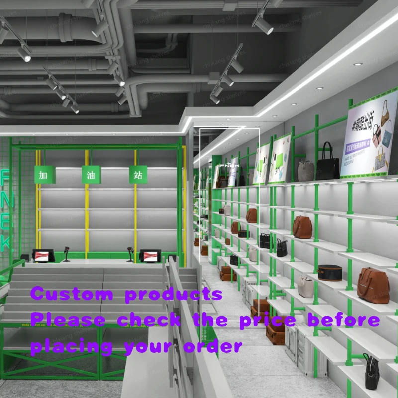 

custom.Customized Wall-mounted Single-sided Shoe Rack with LED Lights, Trendy Shoe and Bag Display Rack