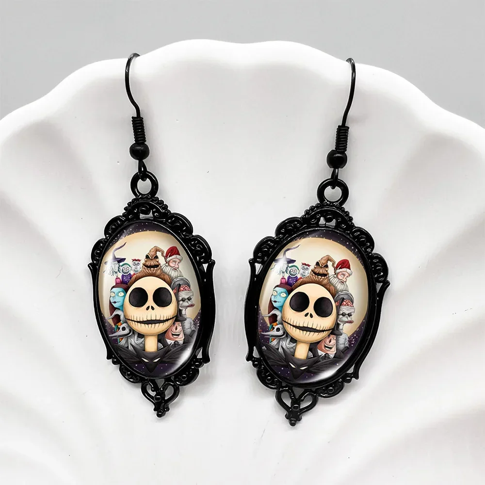 Disney-pendientes de dibujos animados de pesadilla antes de Navidad, Jack Sally, colección de Halloween, accesorio de moda, joyería para regalo