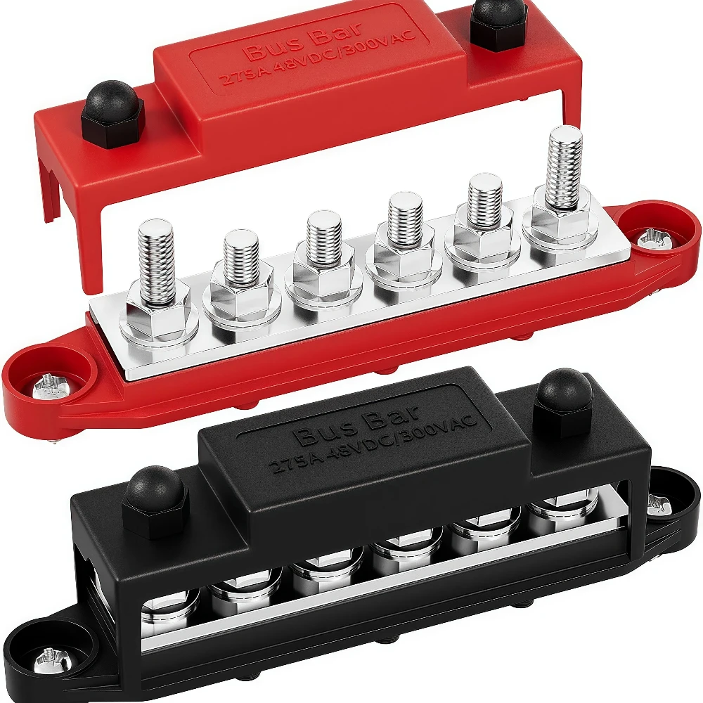 6-Position High-Current Busbar 275A Bus Terminal Block Power Distribution Block 6xM8 Yacht RV Automotive Circuit Modification