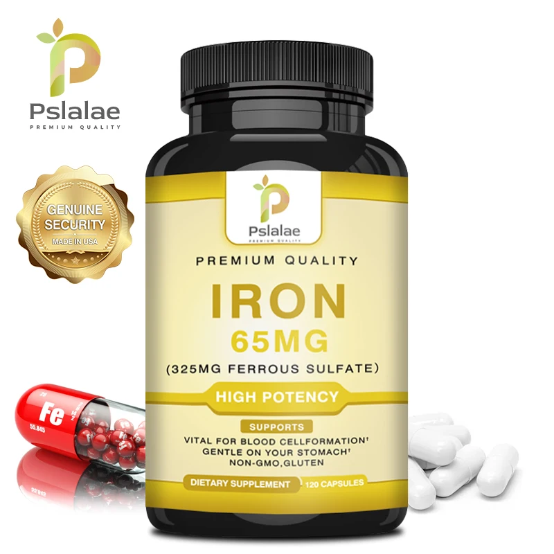 

Iron Capsules 65 Mg - Supports Overall Health and Promotes Red Blood Cell Production, Increase Energy, Improve Immune Function