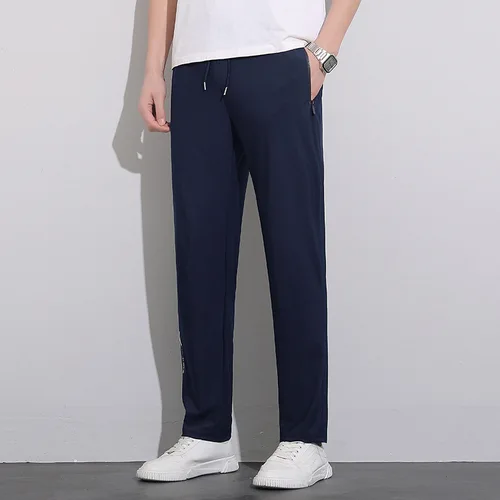Imagen 2 del producto Pantalones deportivos de talla grande 8xl para hombre, pantalones de secado rápido para correr, ropa deportiva, pantalones de chándal de seda de hielo sólido, elásticos para hombre