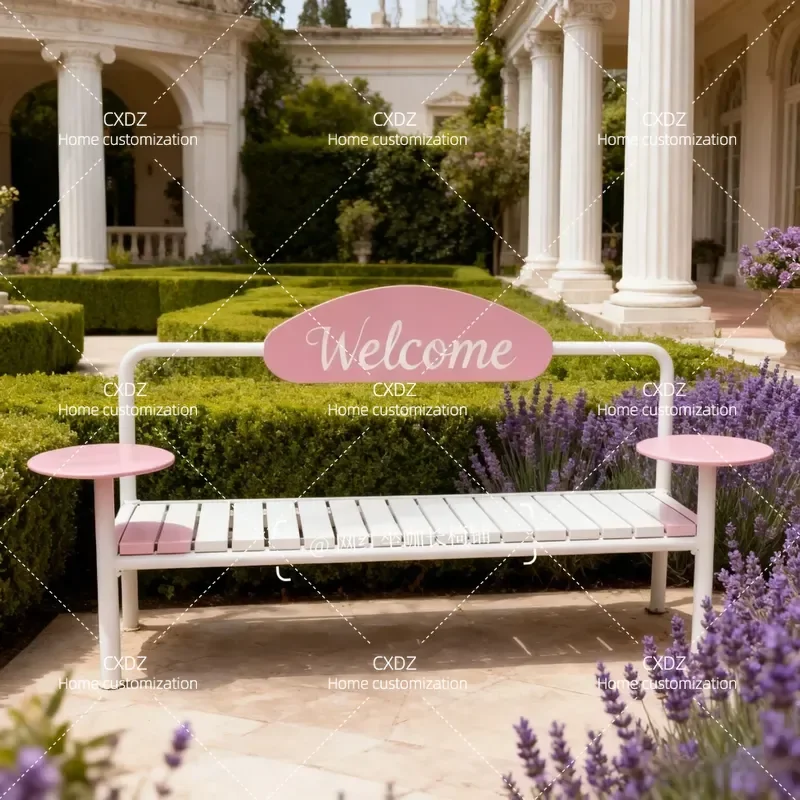 Outdoor Wrought Iron Bench Leisure Chair for Milk Tea Coffee Shop Gym Shopping Mall Park Seating