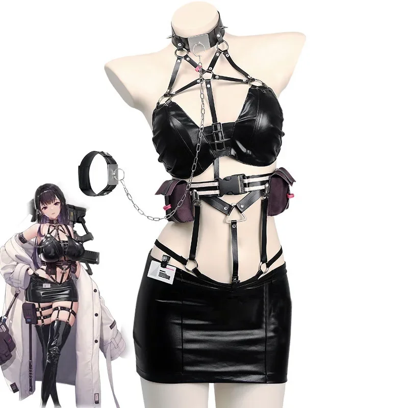 

Anime Game Cosplay NIKKE：The Goddess of Victory Mihara Sexy Black Leather Uniform Halloween Costumes